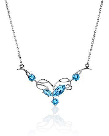 Dainty Silver Topaz Necklace, image 