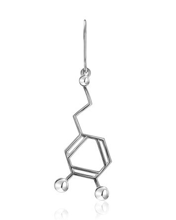 Silver Dopamine Molecule Mono Earring Hippocrates, image 