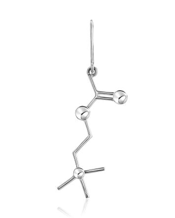 Silver Acetylcholine Molecule Mono Earring Hippocrates, image 