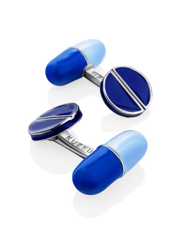 Pill Design Silver Enamel Cufflinks Hippocrates, image 