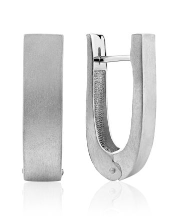 Loop Motif Matte Silver Earrings, image 