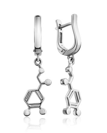 Silver Adrenaline Molecule Earrings Hippocrates, image 