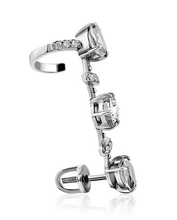 Chic Silver Crystal Ear Climber Cuff, image 