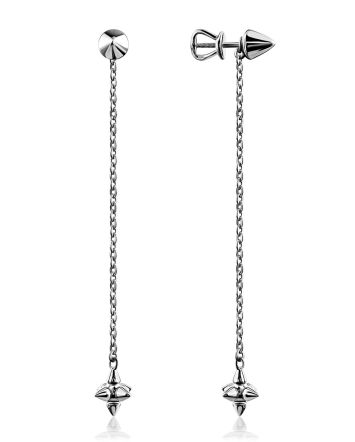 Extra Long Silver Chain Earrings, image 