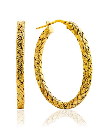 Elliptical Design Gilded Silver Hoop Earrings The Silk, image 