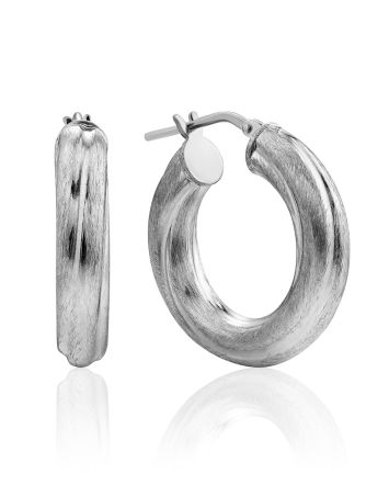 Chunky Matte Silver Hoop Earrings The Silk, image 