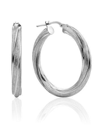 Fashionable Matte Silver Hoop Earrings The Silk, image 