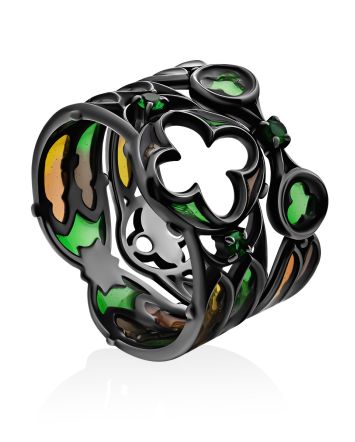 Fabulous Blackened Silver Enamel Stackable Ring The Gothic, Ring Size: 9 / 19, image 