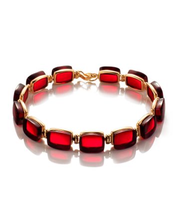 Fashionable Gold Amber Link Bracelet The Sangria, image 