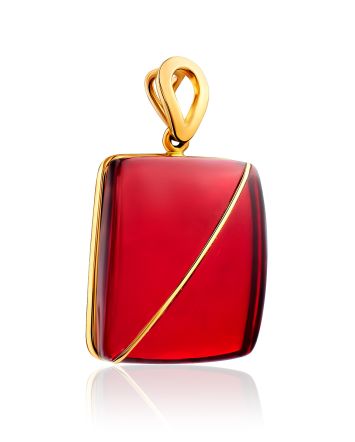 Elegant Geometric Gold Amber Pendant The Sangria, image 