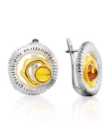 Luminous Silver Amber Earrings, image 