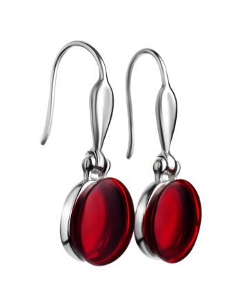 Stylish Silver Amber Hook Earrings The Sangria, image 