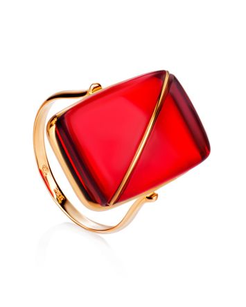 Flawless Design Gold Amber Ring The Sangria, Ring Size: 5.5 / 16, image 