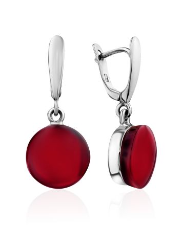 Geometric Design Silver Amber Dangle Earrings The Sangria, image 