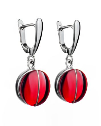 Stunning Silver Amber Dangle Earrings The Sangria, image 