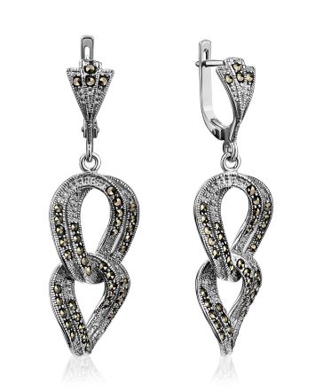 Chic Silver Marcasite Dangle Earrings The Lace, image 