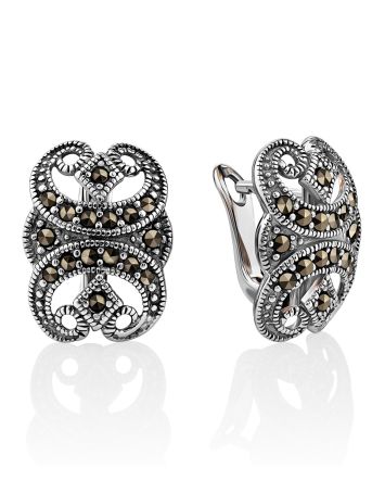 Fabulous Silver Marcasite Earrings The Lace, image 