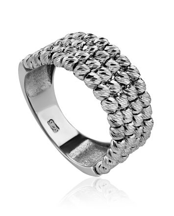 Shimmering Silver Beaded Ring The Sparkling, Ring Size: 6 / 16.5, image 