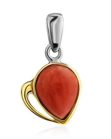 Sleek Gilded Silver Coral Pendant, image 