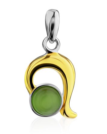 Sleek Gilded Silver Jade Pendant, image 