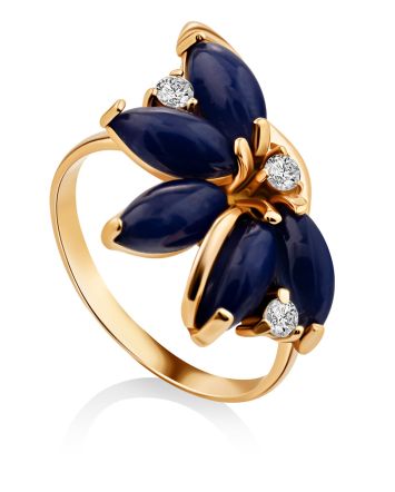 Refined Gilded Silver Star Sapphire Ring, Ring Size: 8 / 18, image 