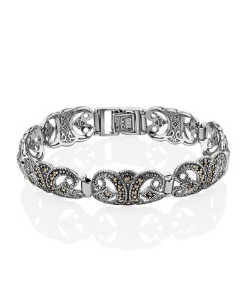 Gorgeous Silver Marcasite Bracelet The Lace, Length: 16, image 