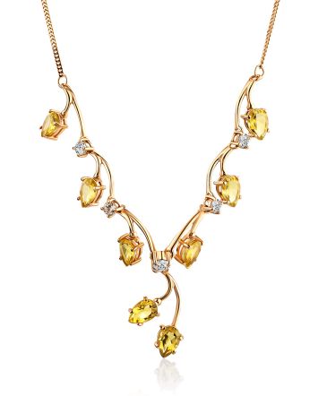 Luminous Gilded Silver Citrine Necklace, image 