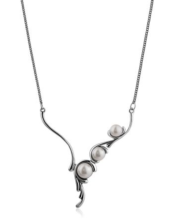 Classy Silver Pearl Necklace, image 