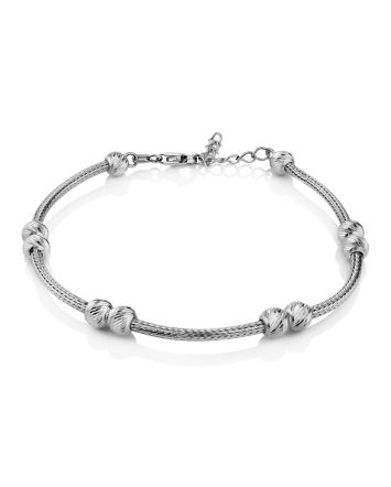 Simplistic Design Silver Beaded Bracelet The Sparkling, image 