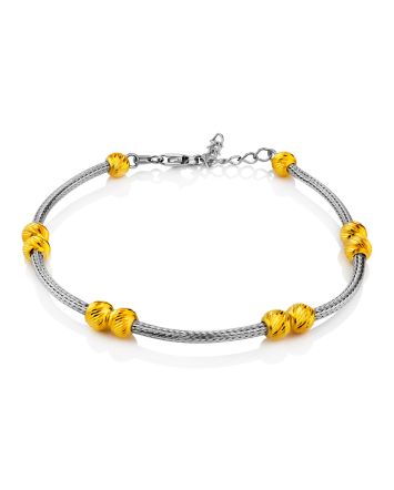 Bicolor Silver Beaded Bracelet The Sparkling, image 