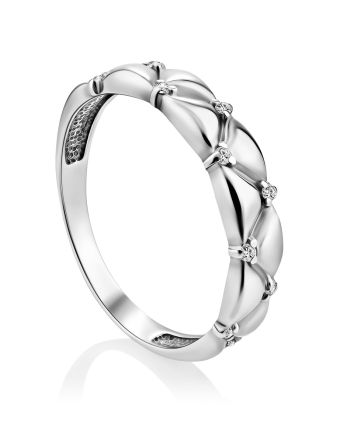Classy Silver Crystal Ring, Ring Size: 6.5 / 17, image 