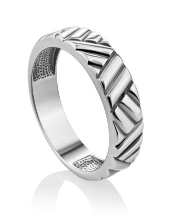 Geometric Design Silver Ring, Ring Size: 6.5 / 17, image 