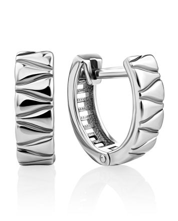 Chic Silver Half Hoop Earrings, image 