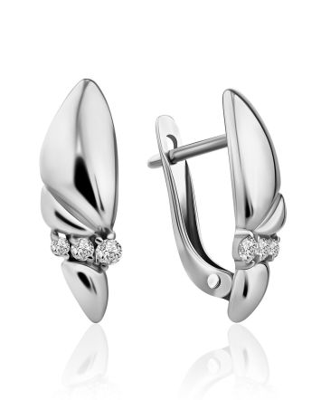 Classy Silver Crystal Earrings, image 