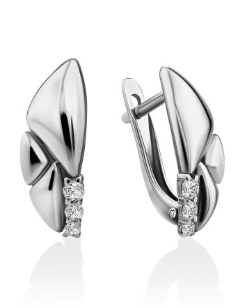 Chic Silver Crystal Earrings, image 