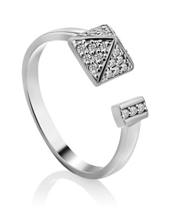 Shimmering Silver Crystal Ring, Ring Size: 5.5 / 16, image 
