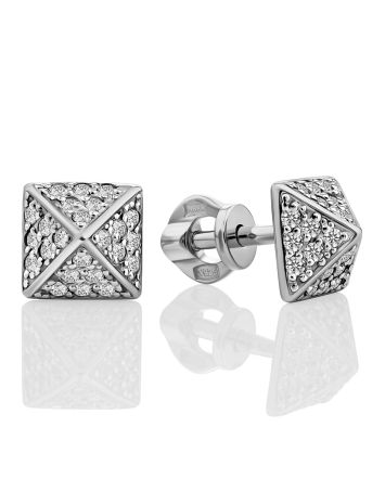 Trendy Silver Crystal Stud Earrings, image 