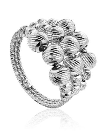 Fashionable Silver Beaded Ring The Sparkling, Ring Size: 8 / 18, image 
