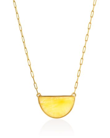 Trendy Gilded Silver Chain Necklace With Amber Pendant The Palazzo, image 