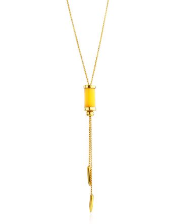 Stylish Gilded Silver Amber Tie Necklace The Palazzo, image 