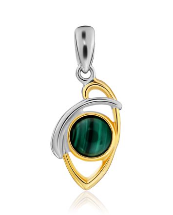 Bicolor Silver Malachite Pendant, image 