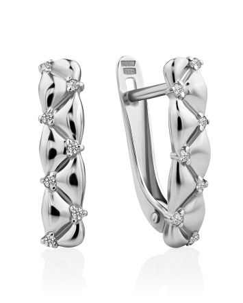 Classy Silver Crystal Earrings, image 