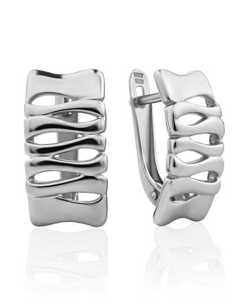 Glossy Silver Earrings, image 