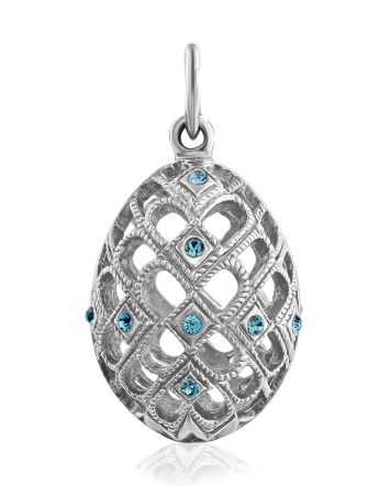 Ornate Silver Crystal Egg Pendant The Romanov, image 
