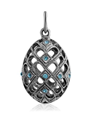 Filigree Silver Crystal Egg Pendant The Romanov, image 