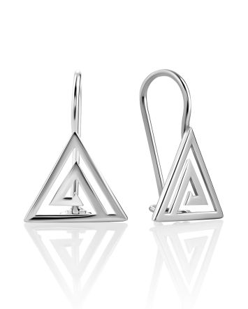 Silver Triangle Earrings, image 
