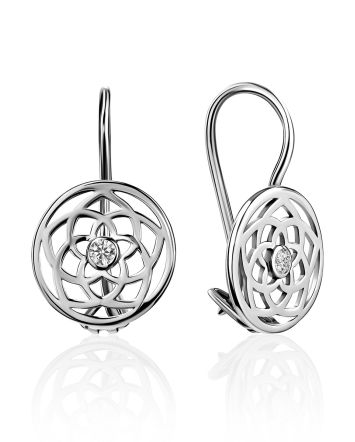 Stylish Silver Crystal Earrings The Sacral Collection, image 