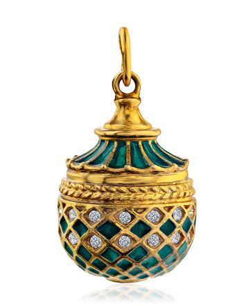 Retro Inspired Gilded Silver Enamel Egg Pendant The Romanov, image 