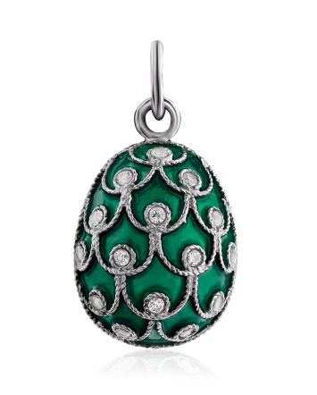 Vintage Inspired Silver Enamel Egg Shaped Pendant The Romanov, image 