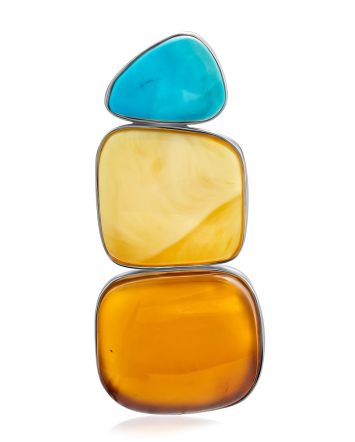 Bright Amber Turquoise Pendant The Bella Terra, image 